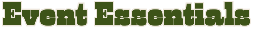 Text 'Event Essentials' in green on a white background